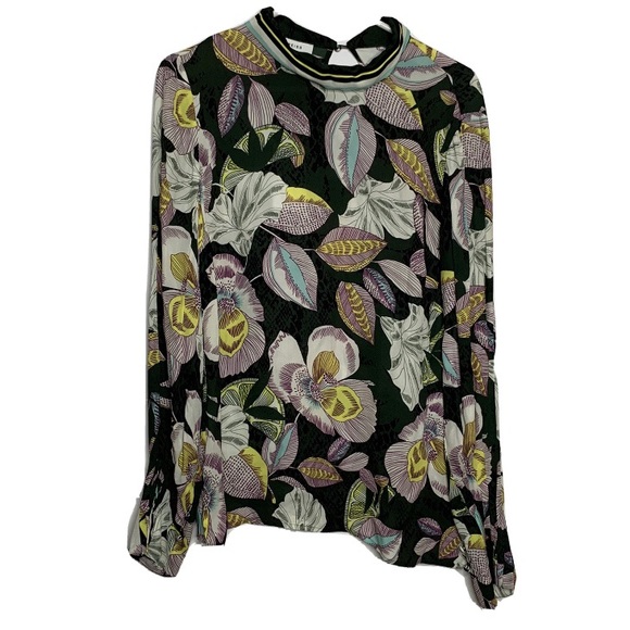 NWT Reiss Size US 6 Flora Print Blouse Black - Picture 2 of 8